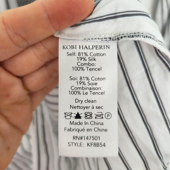 Kobi Halperin Striped‎ Button Down Blouse Bell Sleeves XS Office Casual Career - Picture 4 of 8